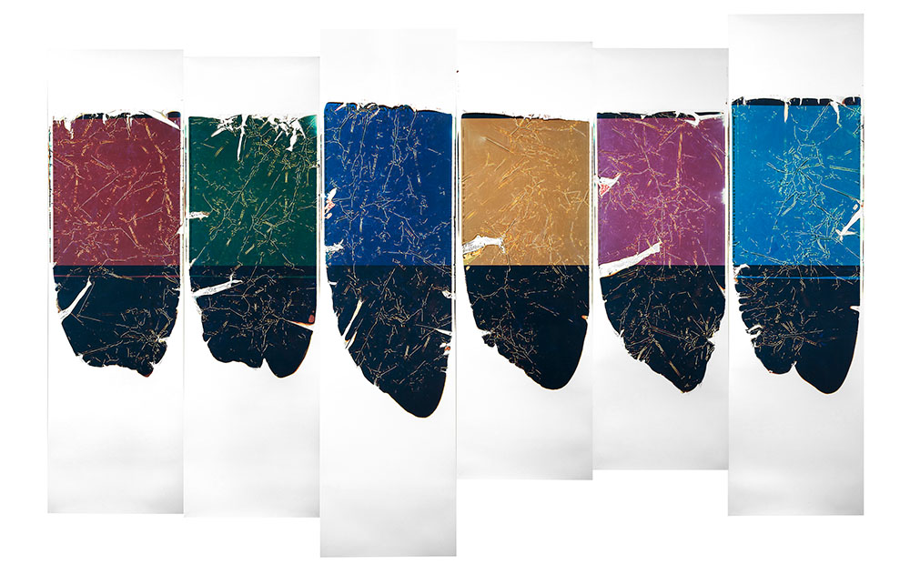 ELLEN CAREY, Crush & Pull, 2019, 12 Polaroid 24x20 colour prints, each approx 190x56cm. Unique